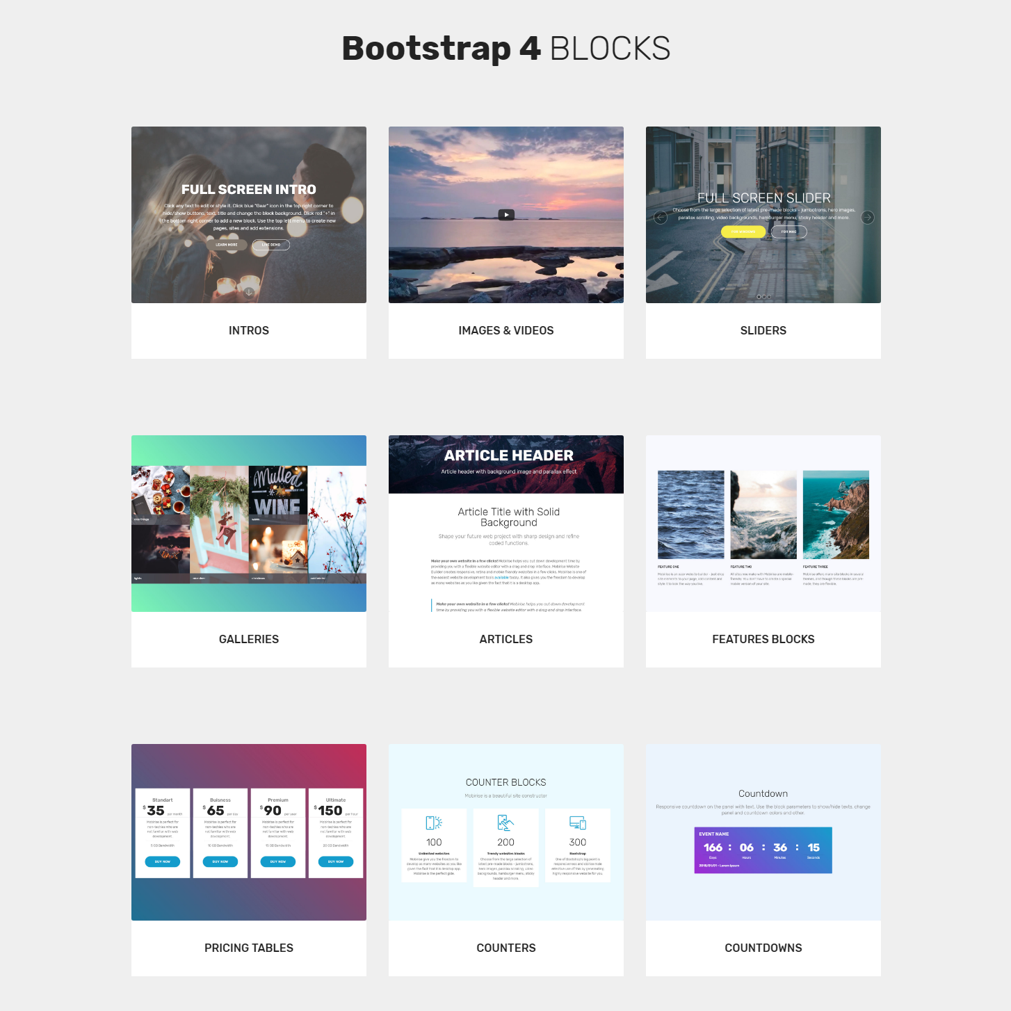 HTML5 Bootstrap 4 blocks  Templates